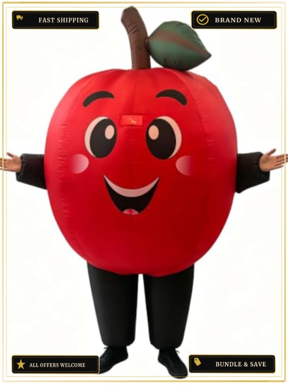 Lormaka Inflatable Red Apple Costume Adult Fan Novelty Blow Up Suit